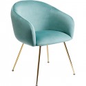 Chaise avec accoudoirs Lorena velours bleu Kare Design