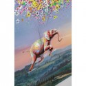 Peinture Touched éléphant fleurs nuit 120x160cm Kare Design