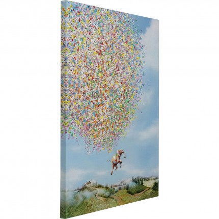 Tableau Touched éléphant fleurs jour 120x160cm Kare Design