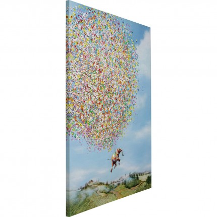 Tableau Touched éléphant fleurs jour 80x100cm Kare Design
