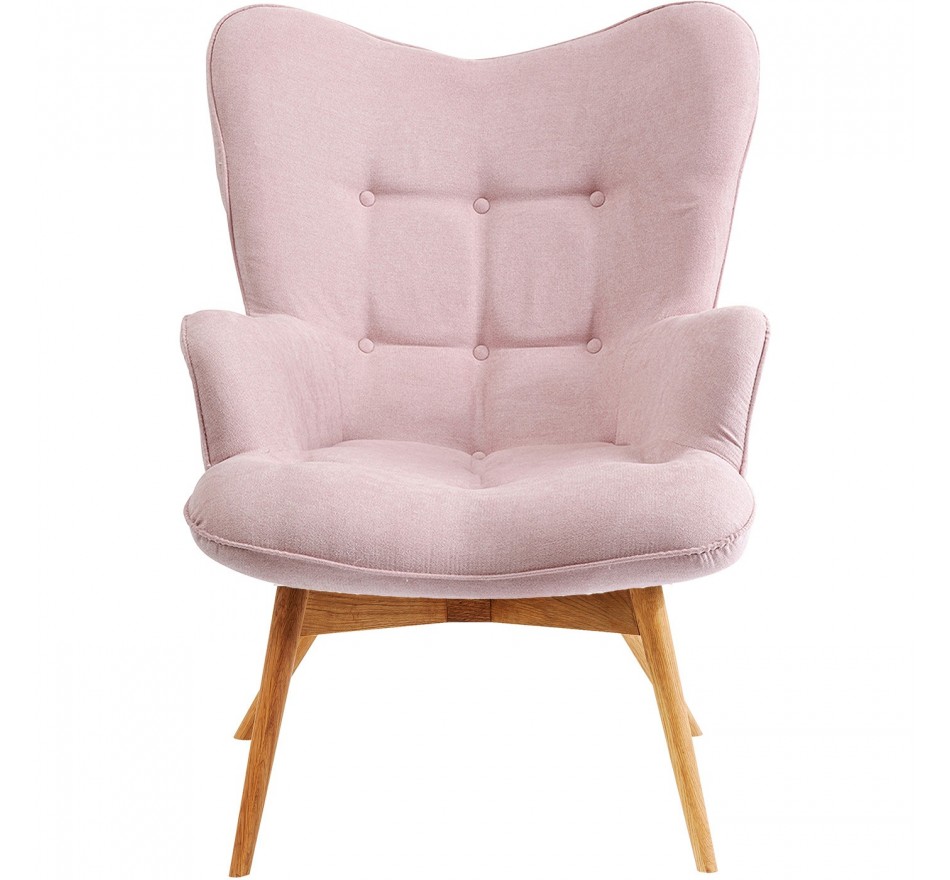 Fauteuil Vicky blanc velours rose Kare Design