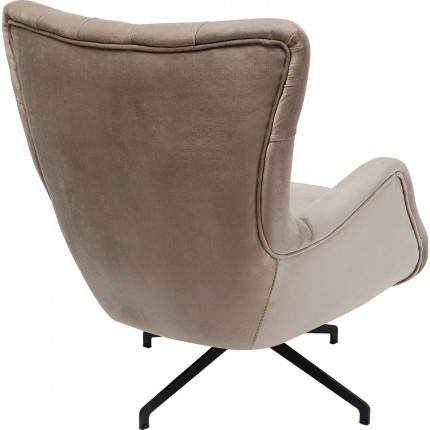 Fauteuil pivotant Bellissima velours beige Kare Design