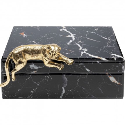 Boîte effet marbre noir léopard doré Kare Design