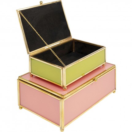 Boîtes Neomi verte et rose set de 2 Kare Design