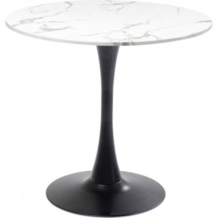 Table Schickeria 80cm effet marbre blanc et noire Kare Design