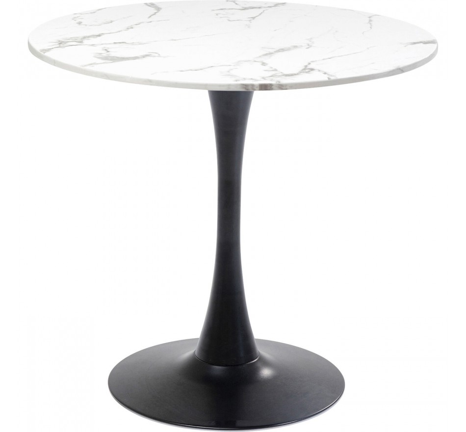Table Schickeria 80cm effet marbre blanc et noire Kare Design