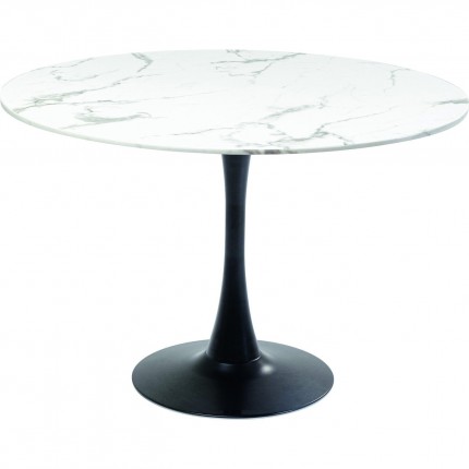 Table Schickeria 110cm effet marbre blanc et noire Kare Design