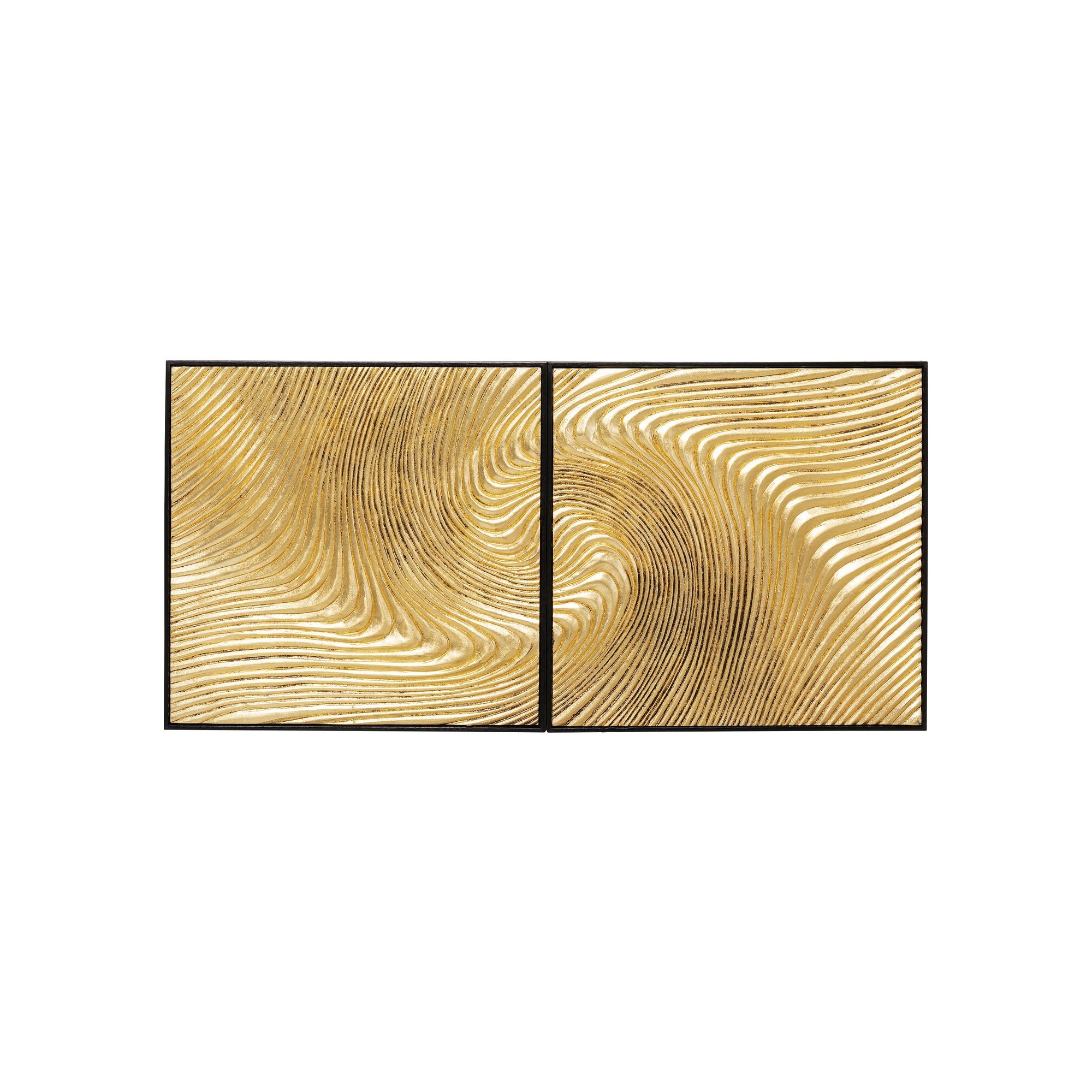 Tableaux Wave dorés set de 2 Kare Design