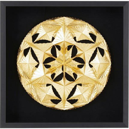 Tableau 3D Leaf Ball 60x60cm doré Kare Design
