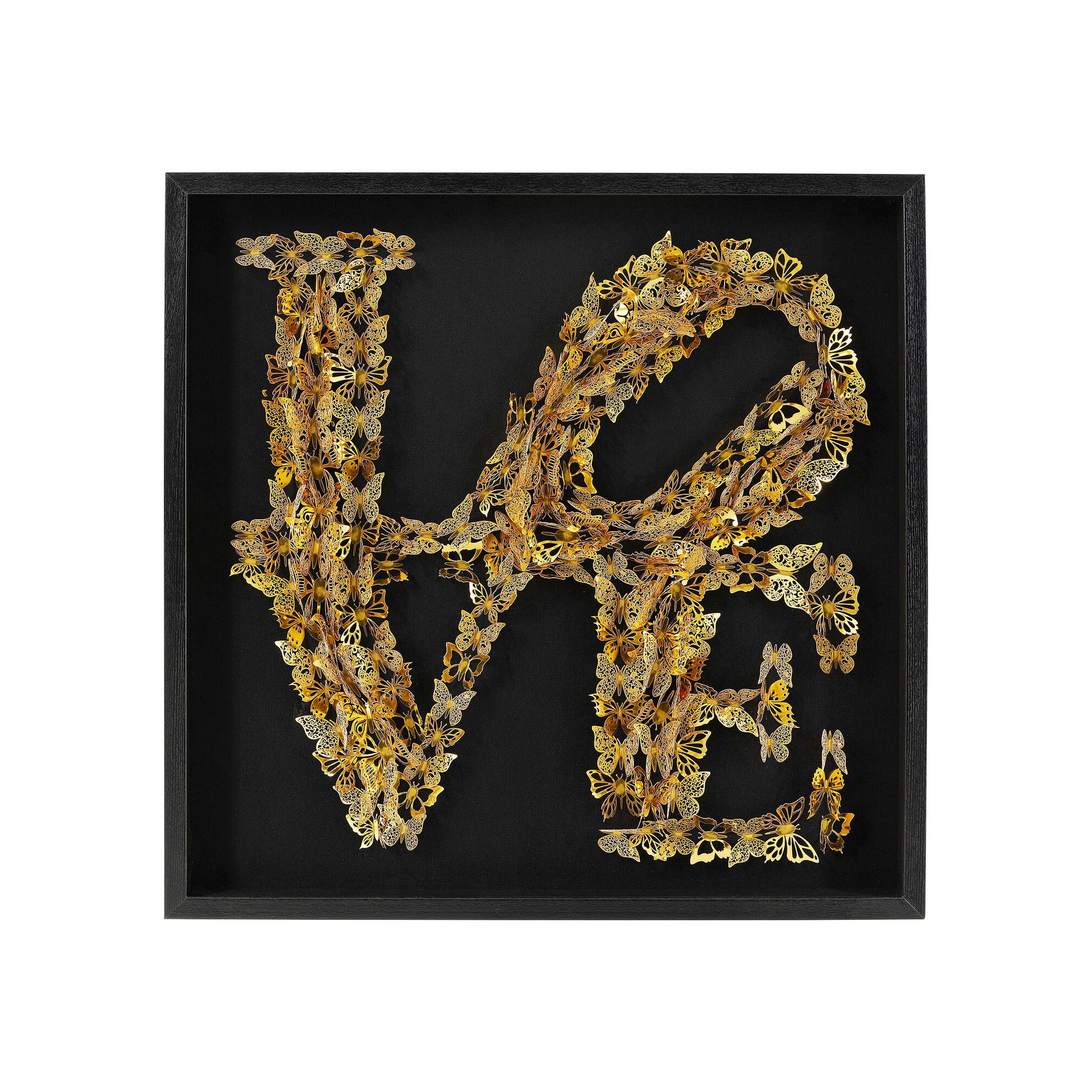 Tableau 3D Love papillons dorés 90x90cm Kare Design