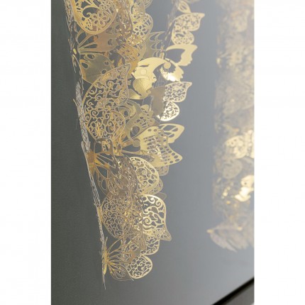 Tableau 3D Love papillons dorés 90x90cm Kare Design