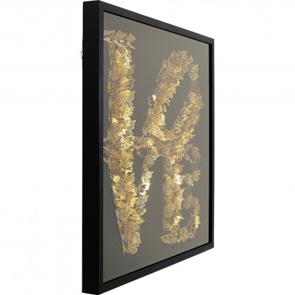 Tableau 3D Love papillons dorés 90x90cm Kare Design