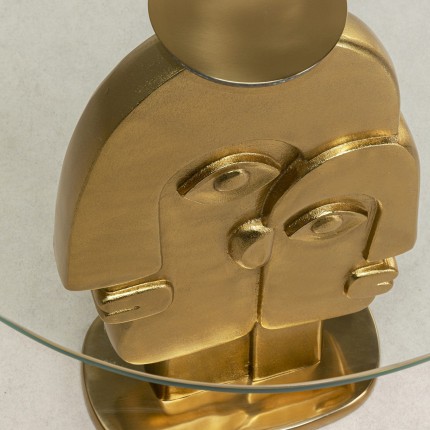 Table d'appoint deux visages dorés 55cm Kare Design