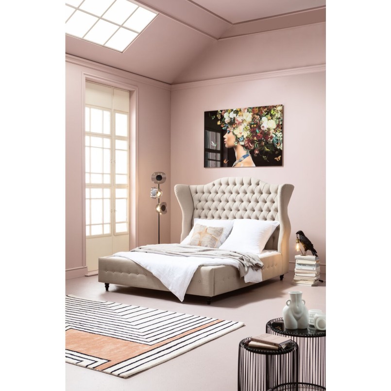 Tableau en verre femme fleurs papillons 150x100cm Kare Design