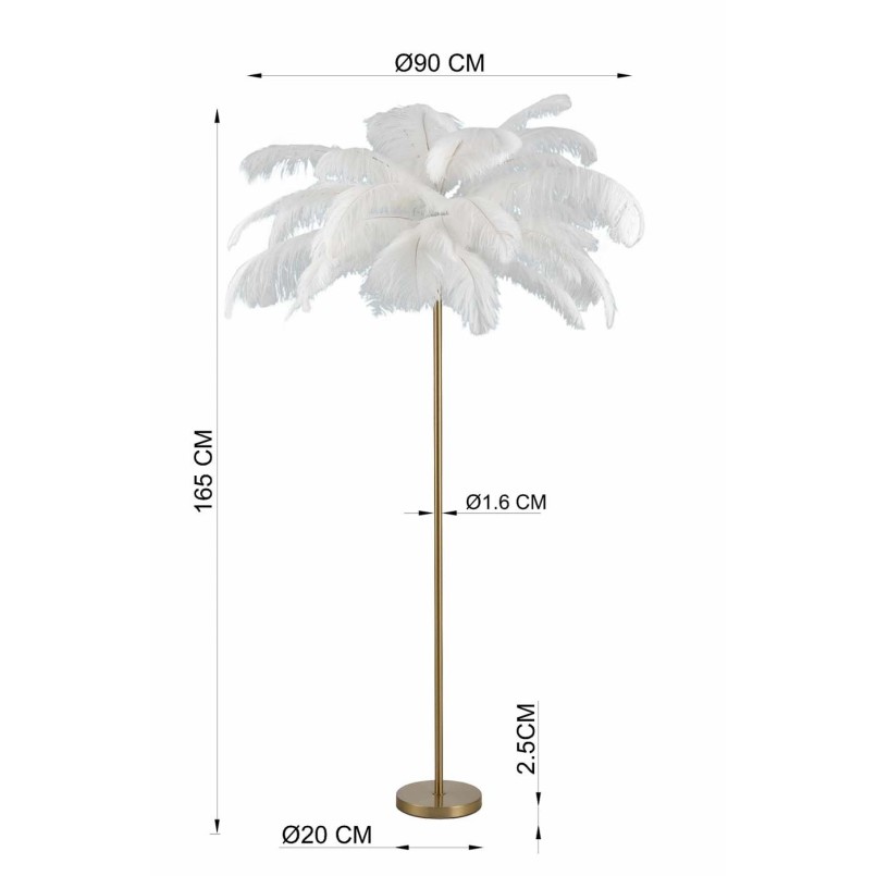 Lampadaire plumes 165cm blanc Kare Design