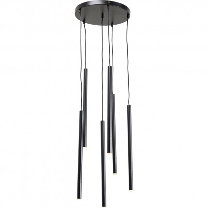 Suspension Living Vegas 6 tubes ronde noire Kare Design