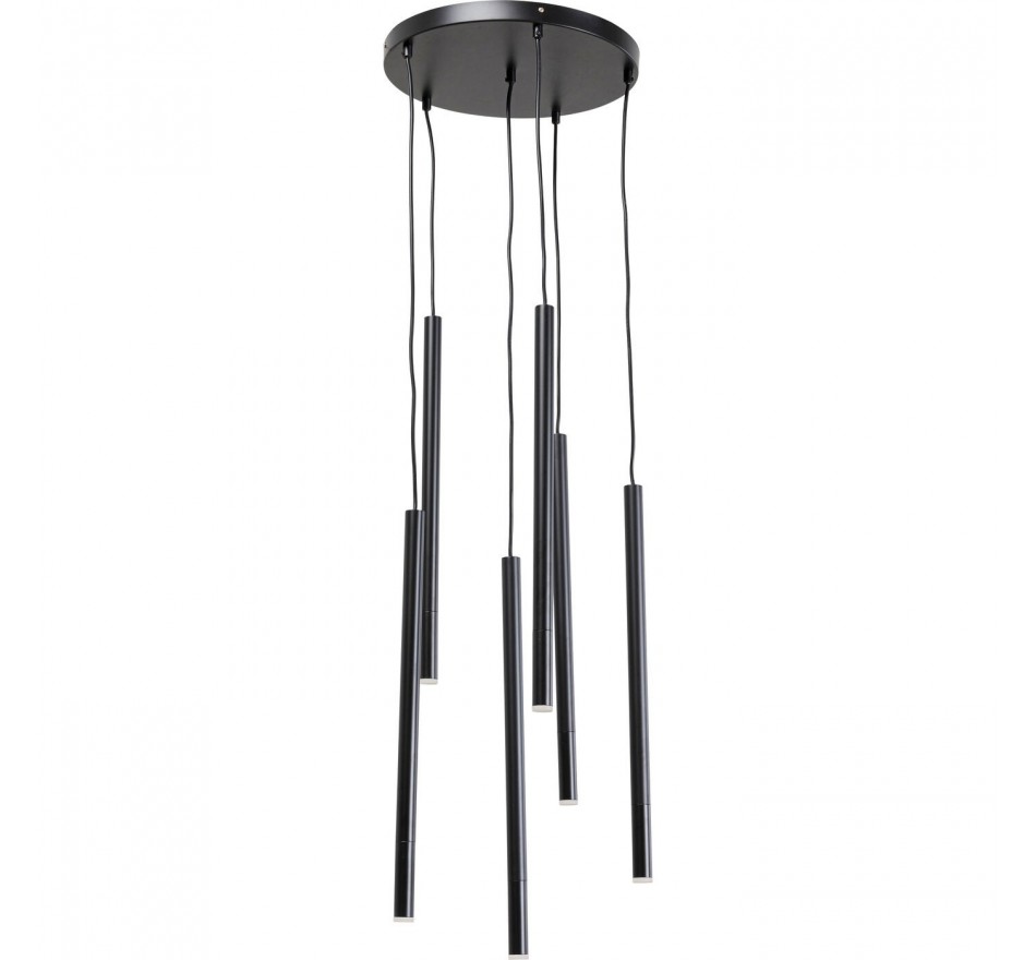 Suspension Living Vegas 6 tubes ronde noire Kare Design