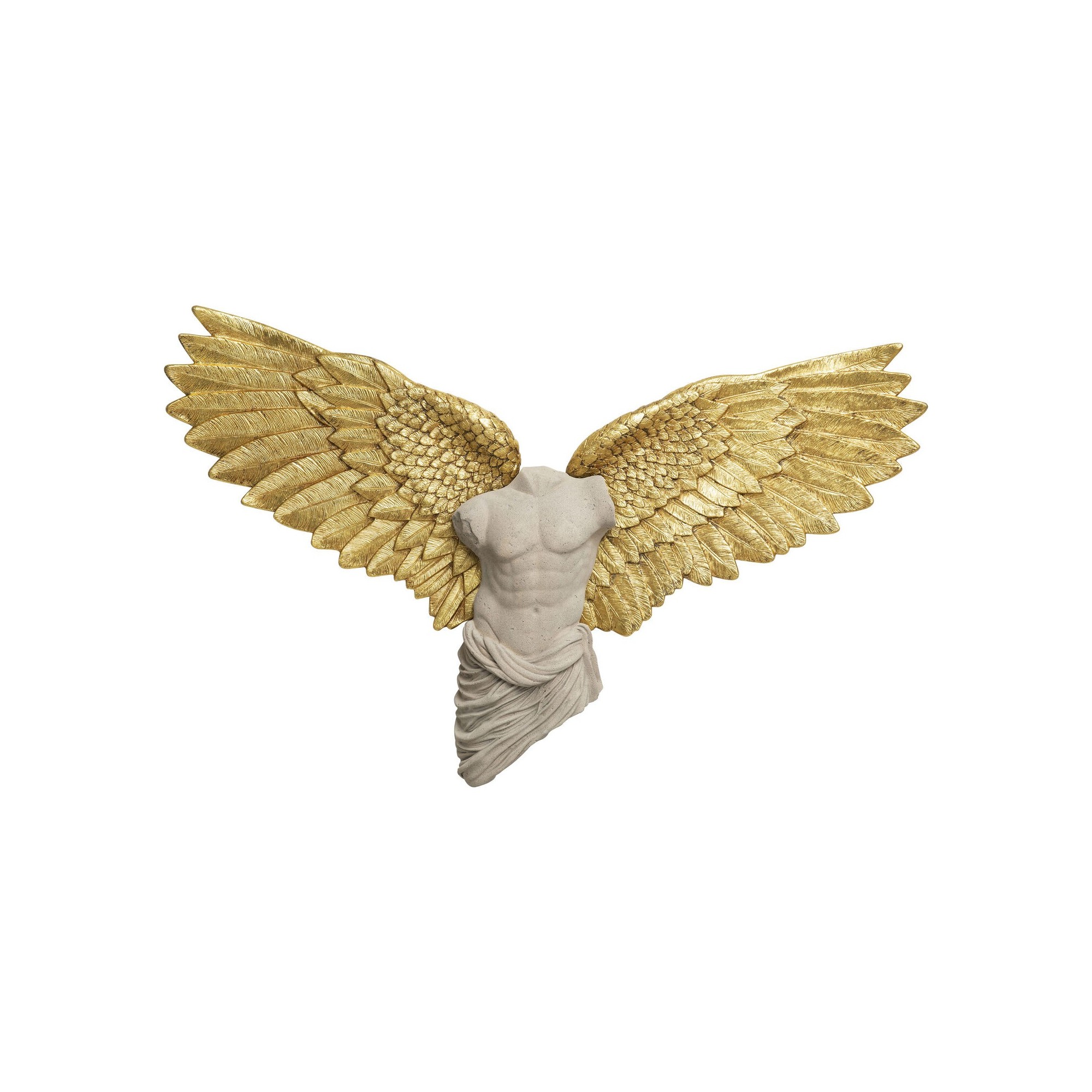 Déco murale buste homme ailes dorées 124x71cm Kare Design