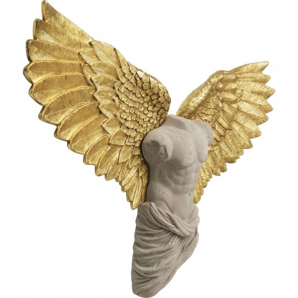 Déco murale buste homme ailes dorées 124x71cm Kare Design