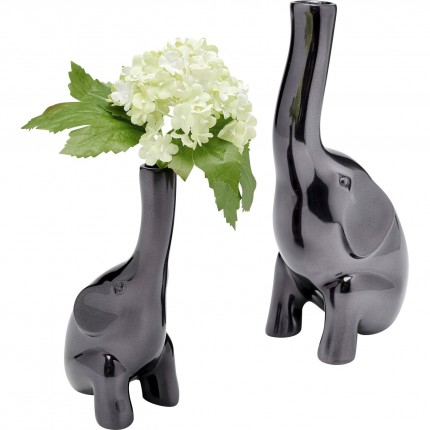 Vases éléphants anthracite set de 2 Kare Design