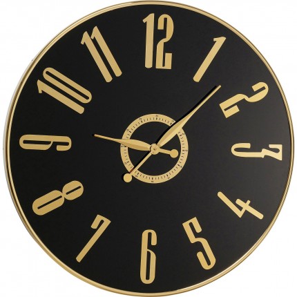 Horloge murale Casino 76cm noire et dorée Kare Design