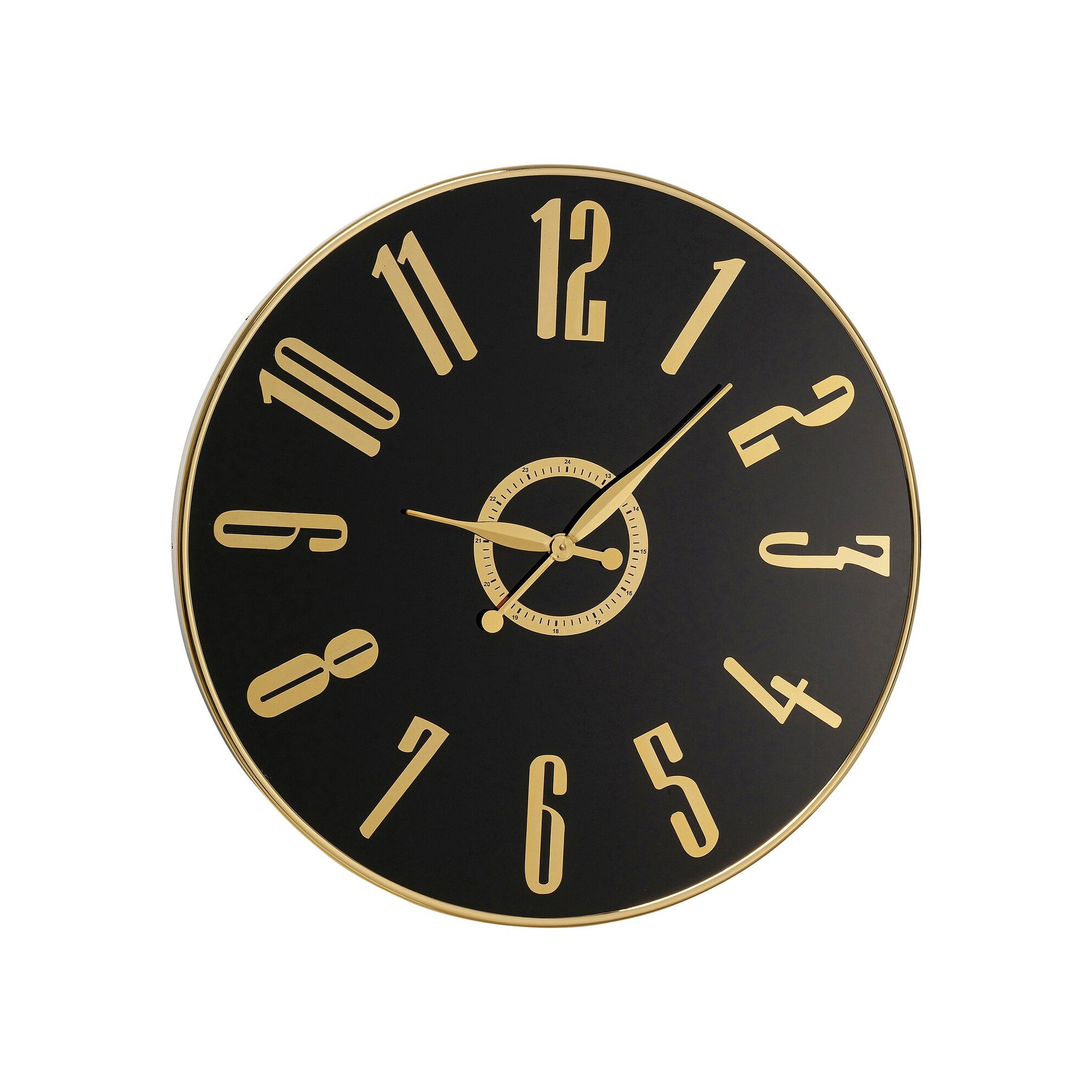 Horloge murale Casino 76cm noire et dorée Kare Design