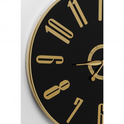 Horloge murale Casino 76cm noire et dorée Kare Design