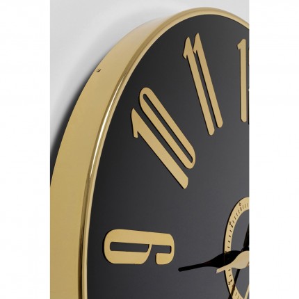 Horloge murale Casino 76cm noire et dorée Kare Design