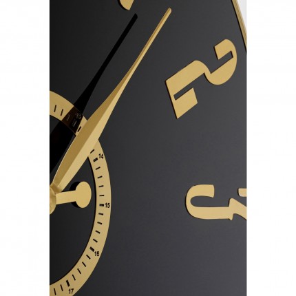 Horloge murale Casino 76cm noire et dorée Kare Design