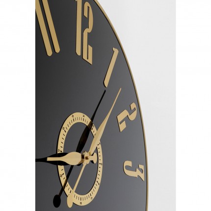 Horloge murale Casino 76cm noire et dorée Kare Design