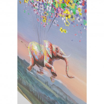 Peinture Touched éléphant fleurs nuit 80x100cm Kare Design