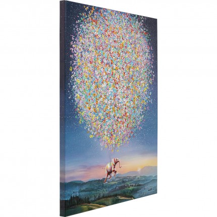 Peinture Touched éléphant fleurs nuit 80x100cm Kare Design