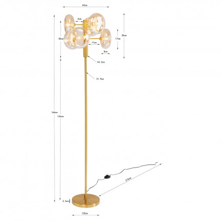 Lampadaire Headlight 163cm laiton Kare Design