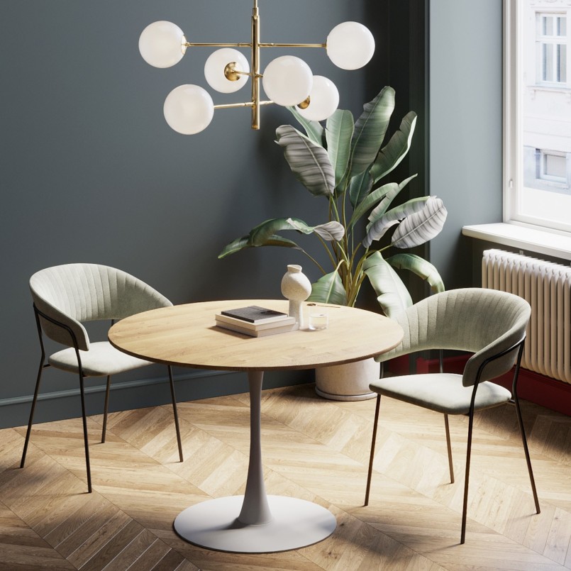 Table Schickeria 110cm chêne et blanc Kare Design
