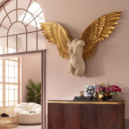 Déco murale buste femme ailes dorées 203x140cm Kare Design