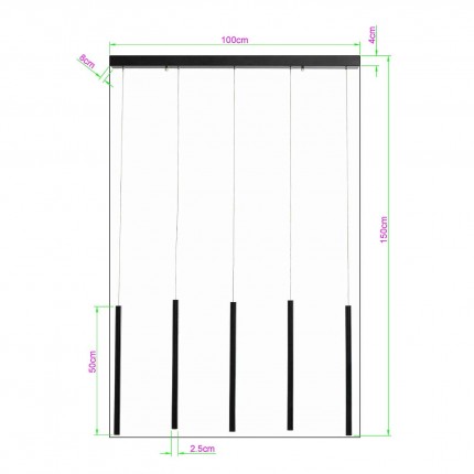 Suspension Living Vegas 5 tubes noire Kare Design