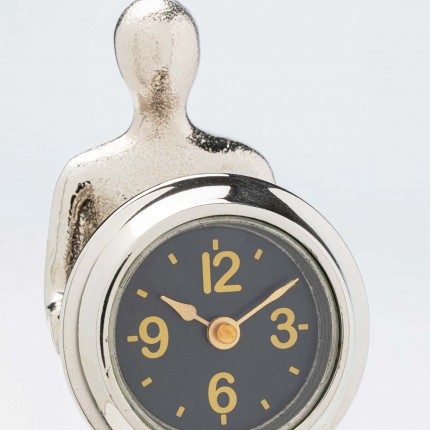 Horloge de table homme assis argenté tabouret Kare Design