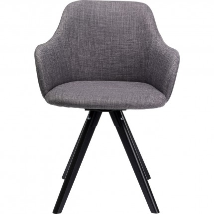Chaise avec accoudoirs pivotante Lady grise pieds noirs Kare Design