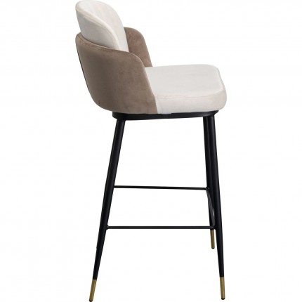 Tabouret de bar Hojas velours beige et taupe Kare Design