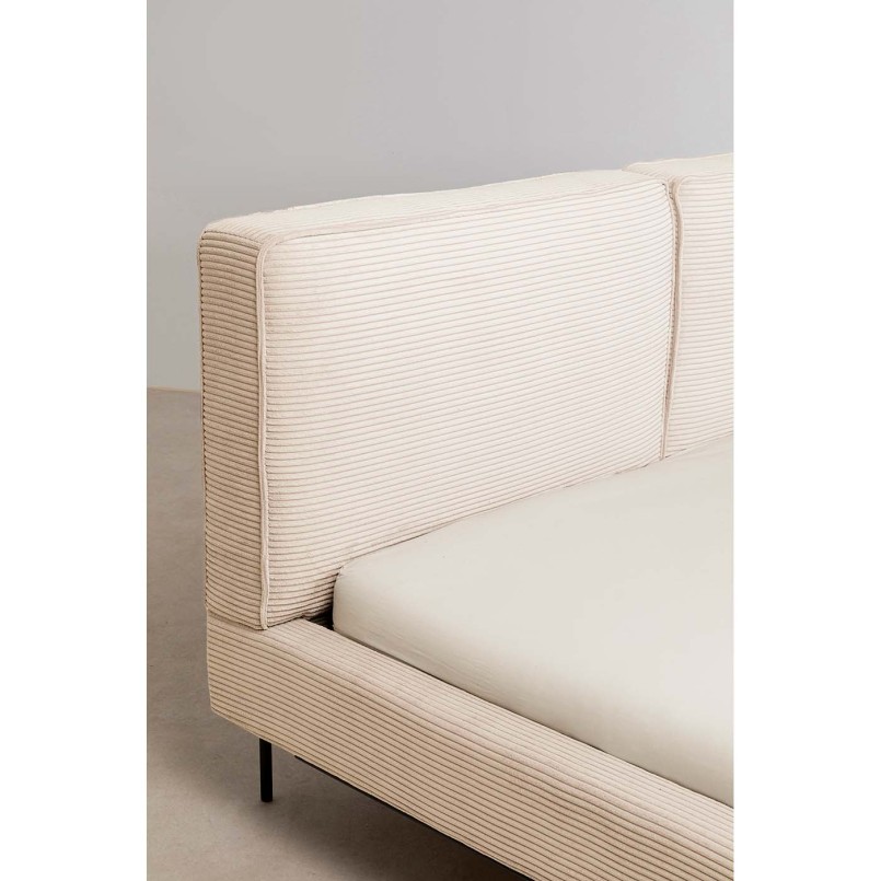 Lit East Side Cord côtelé crème 160x200cm Kare Design