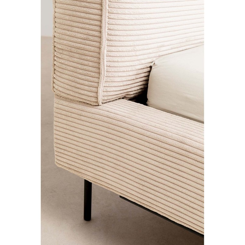 Lit East Side Cord côtelé crème 160x200cm Kare Design