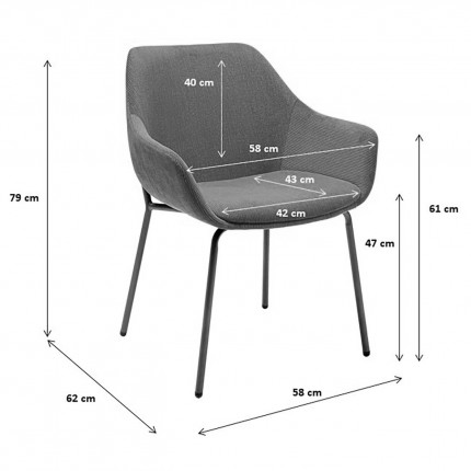 Chaise avec accoudoirs Avignon orange Kare Design