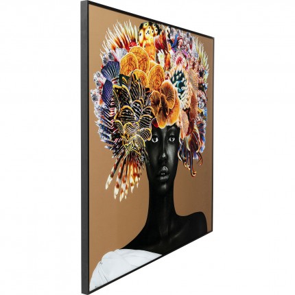 Affiche encadrée femme coraux poissons 120x120cm Kare Design