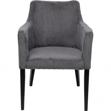 Chaise avec accoudoirs Mode Cord côtelée grise Kare Design