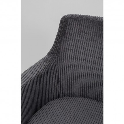 Chaise avec accoudoirs Mode Cord côtelée grise Kare Design