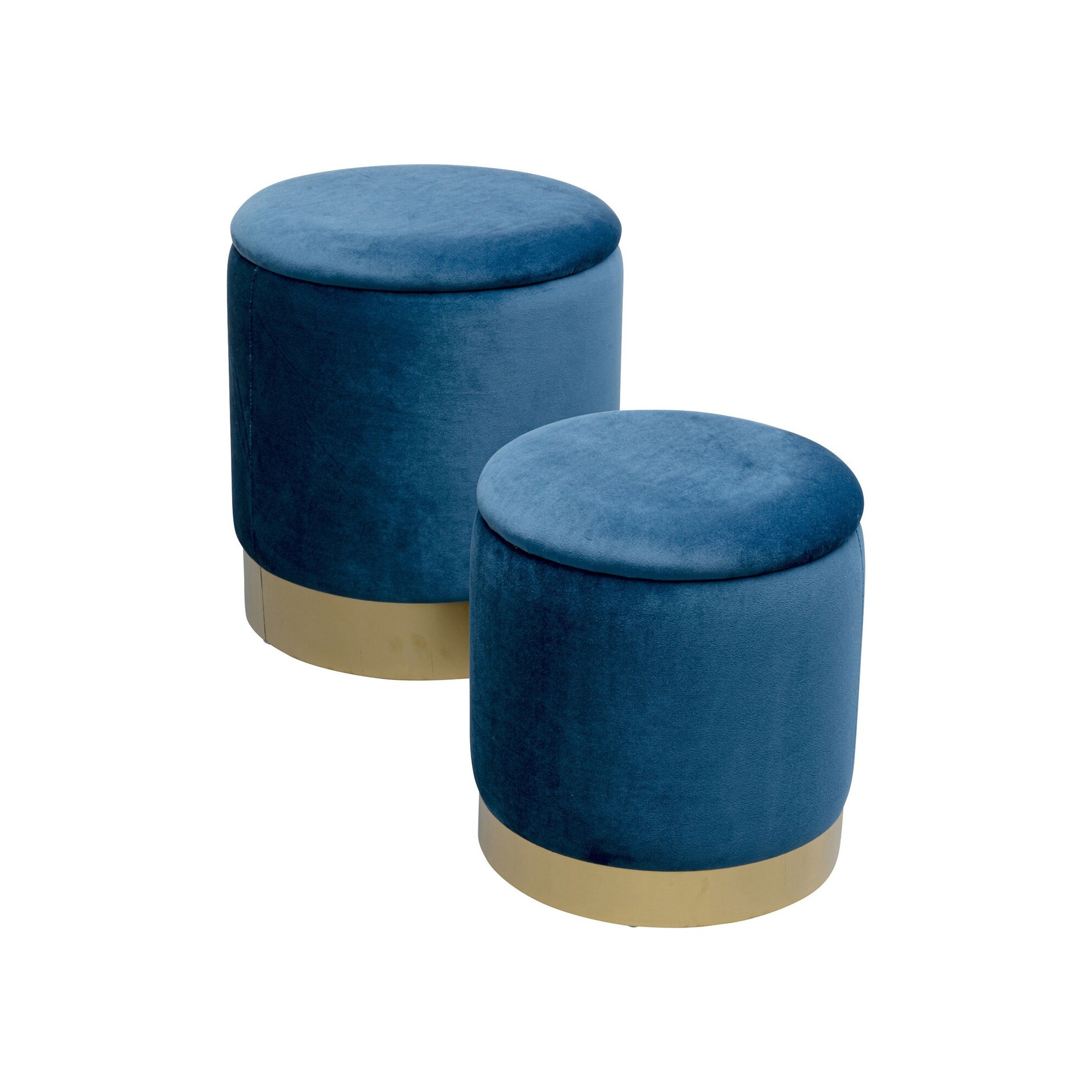 Tabourets-coffres Cherry bleu pétrole et laiton set de 2 Kare Design