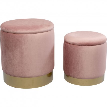 Tabourets-coffres Cherry rose et laiton set de 2 Kare Design