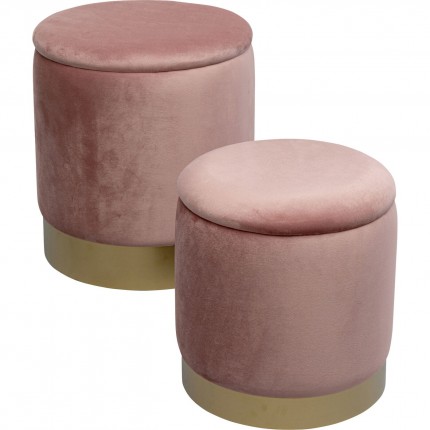 Tabourets-coffres Cherry rose et laiton set de 2 Kare Design