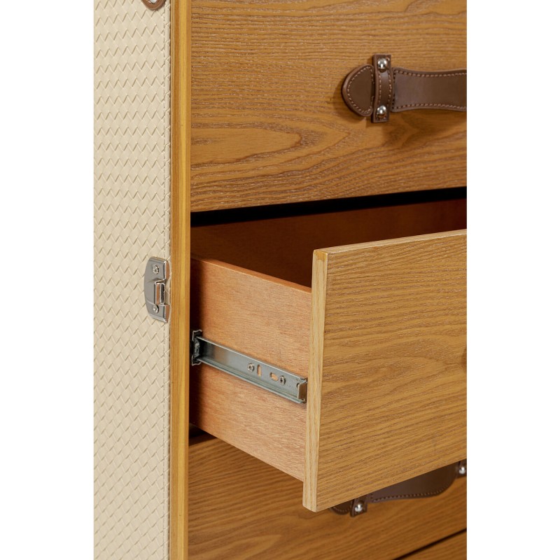 Malle Armoire Vintage Simili Croco - Bois Massif Et Toile - Fabriqué En France