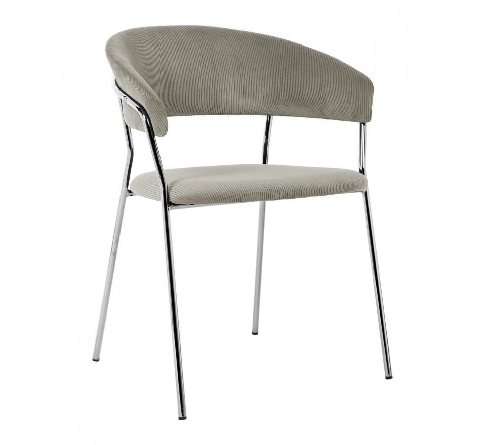 Chaise avec accoudoirs Belle Cord velours gris Kare Design